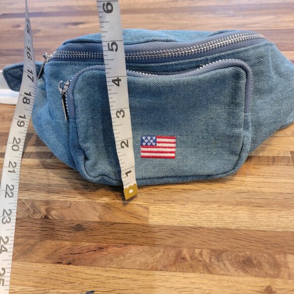 Blue Jean/Denim Waist Bag with American Flag - Picture 2 of 12